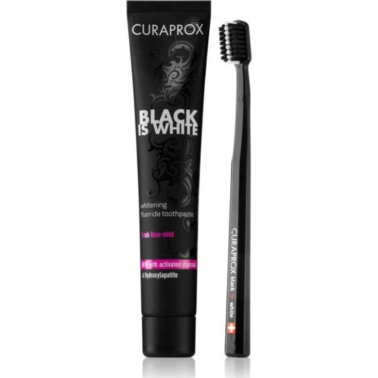 Tootefoto - Curaprox Black on valge hambapasta 90ml + hambahari
