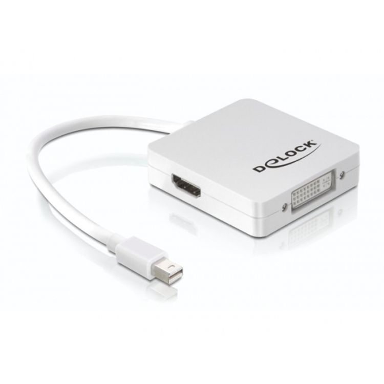 Tootefoto - DeLOCK 61768 videokaabliadapter 0,24 m Mini DisplayPort DisplayPort + DVI + HDMI Valge