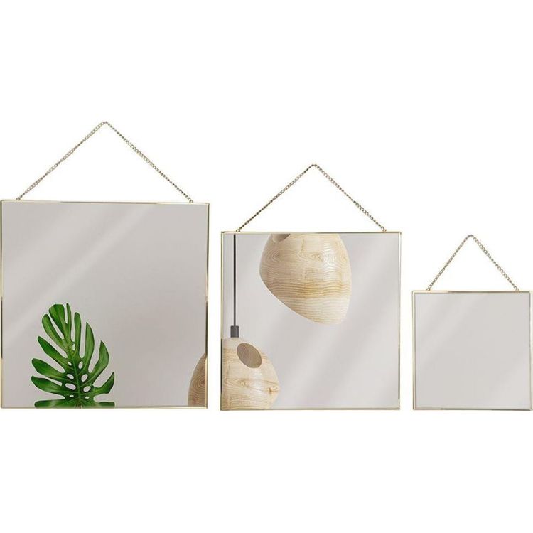 Tootefoto - Vilde Square peegel ketil kuldse metallraamiga, kuldne, komplekt, peeglikomplekt, 3 tk