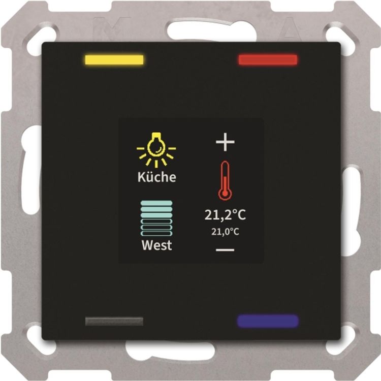 Tootefoto - MDT BE-TAS55T406.01 KNX Taster Smart 554-f m.Farbdisplay u.T-/f-Sensor sw (BE-TAS55T406.01)
