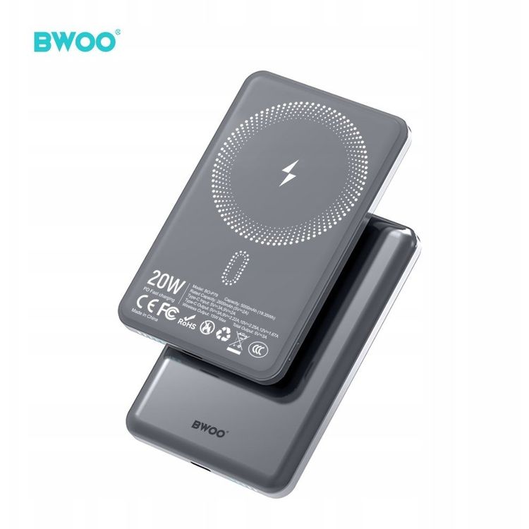 Tootefoto - Powerbank BWOO P80 powerbank PD 20W 10000 mAh z kablem usb-c i wy wietlaczem czarny