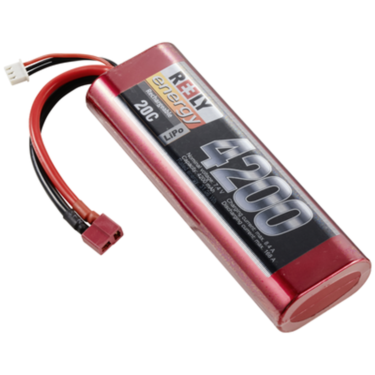 Tootefoto - Reely Scale Model Battery Pack (Lipo) 7.4 V 4200 Mah No. Of Cells: 2 20 C Hard Case T Connectors