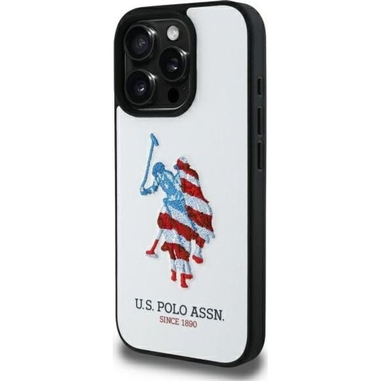 Tootefoto - US Polo USHCP15XPUSH iPhone 15 Pro Max 6,7" valge/valge nahast suur DH Ameerika lipp