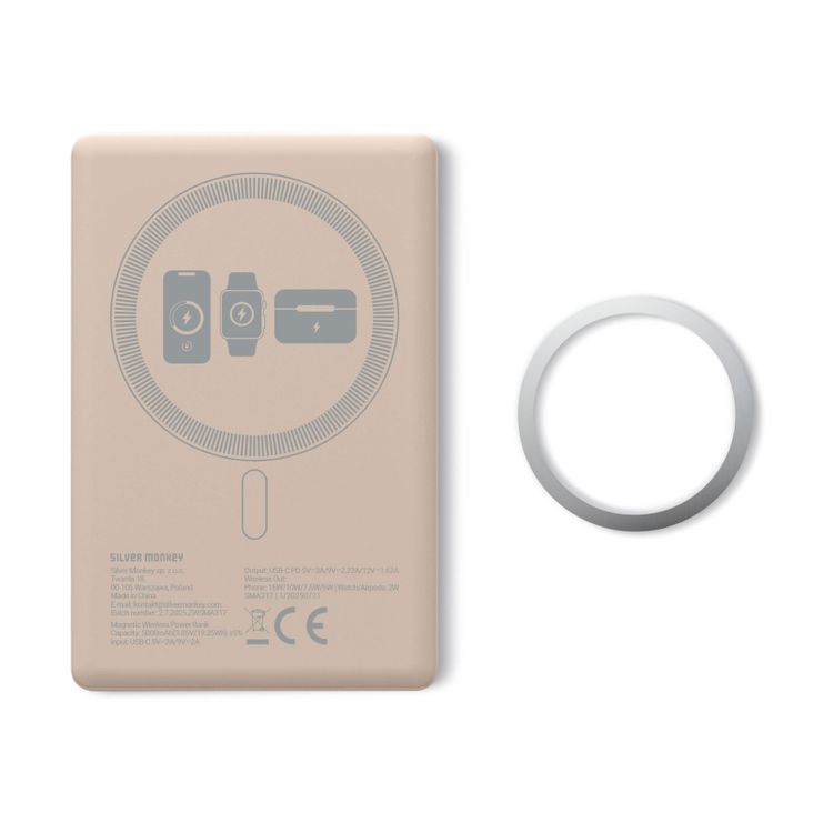 Tootefoto - Silver Monkey Powerbank Smart 5000 mAh MagSafe UltraSlim 3in1 Desert