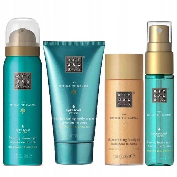 Tootefoto - Rituals Set Rituals: The Ritual Of Karma, Shower Mousse, 50 ml + The Ritual Of Karma, Shimmer, keha li, 30 ml + The Ritual Of Karma, niisutav, kehakreem, 70 ml + The Ritual Of Karm