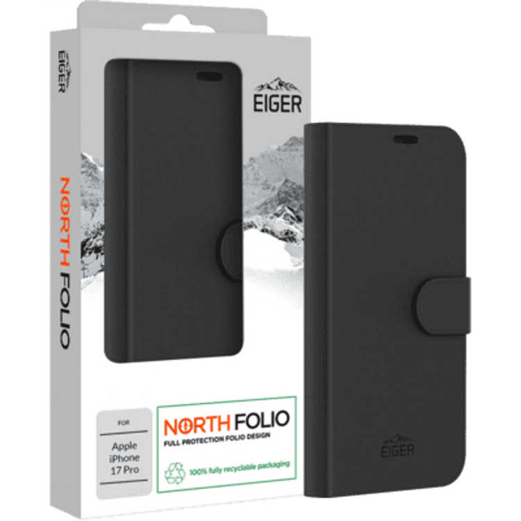 Tootefoto - Eiger ETUI FOLIO STAND MAGNETIQUE RENFORCE NOIR POUR APPLE IPHONE 17 PRO - EIGER (EGCA00934)