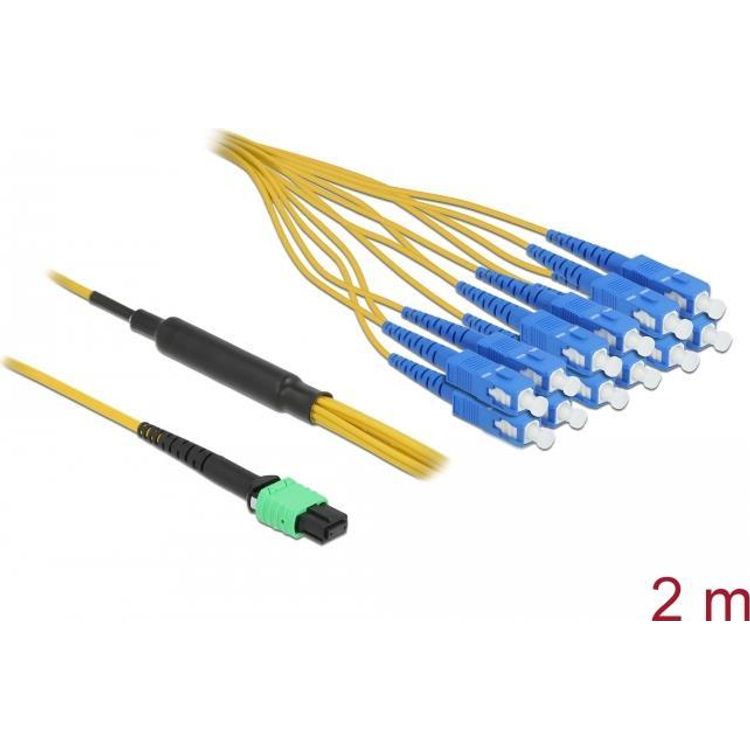 Tootefoto - DeLOCK 84871 kiudoptiline kaabel 2 m MPO 12x SC Sinine, Roheline, Kollane