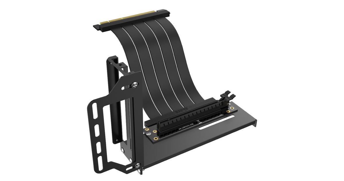 Cavo Riser Akasa Black X3 Mark V PCIe 5.0 X16 – 300mm, Nero, Maschio 180° A Femmina 90°, Schermatura EMI