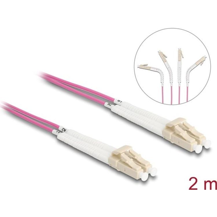 Tootefoto - Delock 88088 - LWL Kabel LC Duplex Multimode OM4 winkelbar 2 m - Kabel - Multimode-Faser - Glasfaser (LWL) (88088)