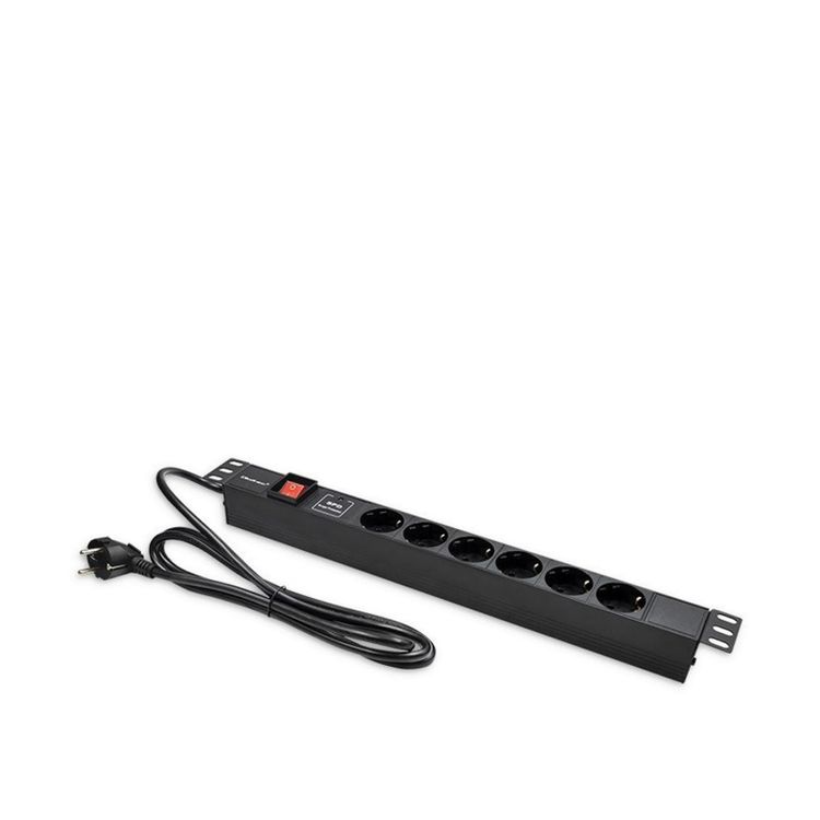 Tootefoto - Qoltec Aluminum PDU power strip for RACK 19'' 1U 16A 6xSCH