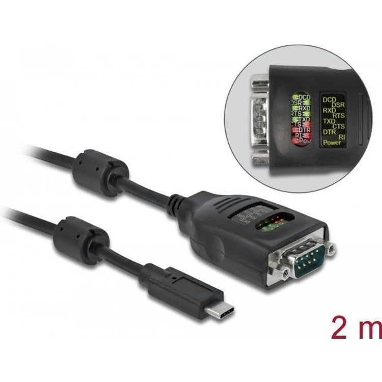Tootefoto - DeLOCK 90497 j rjestikkaabel Must 2 m USB t p A RS-232 DB9