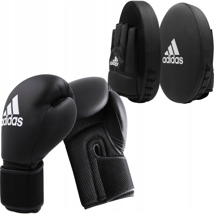 Tootefoto - Adidase poksikomplekt ADIDAS kindad, 12 untsi, treeneri kilbid