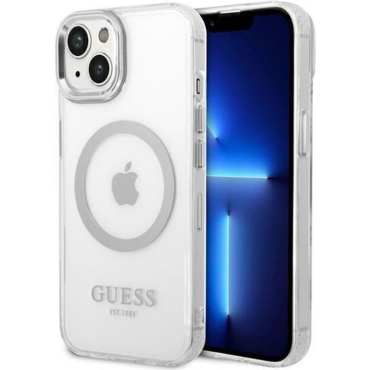 Tootefoto - Guess GUHMP14MHTRMS iPhone 14 Plus 6.7" Silber/Silber Hard Case Metal Outline Magsafe (GUHMP14MHTRMS)