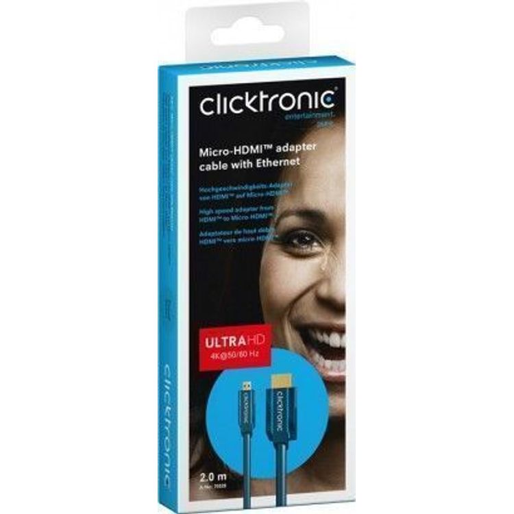 Tootefoto - ClickTronic 2m Micro-HDMI Adapter HDMI-kaabel HDMI t p D (Micro) HDMI t p A (Standard) Sinine