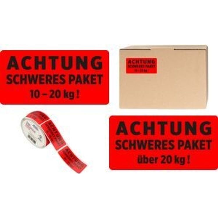 Tootefoto - 200 AVERY Zweckform Warnetiketten rot ACHTUNG SCHWERES PAKET ber 20 kg! 100,0 x 50,0 mm (7255)