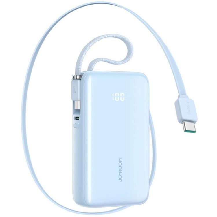 Tootefoto - Joyroom JR-PR2L 10000mAh 35W akupank sisseehitatud lest stetava USB-C kaabli ja USB-C paelakaabliga sinine