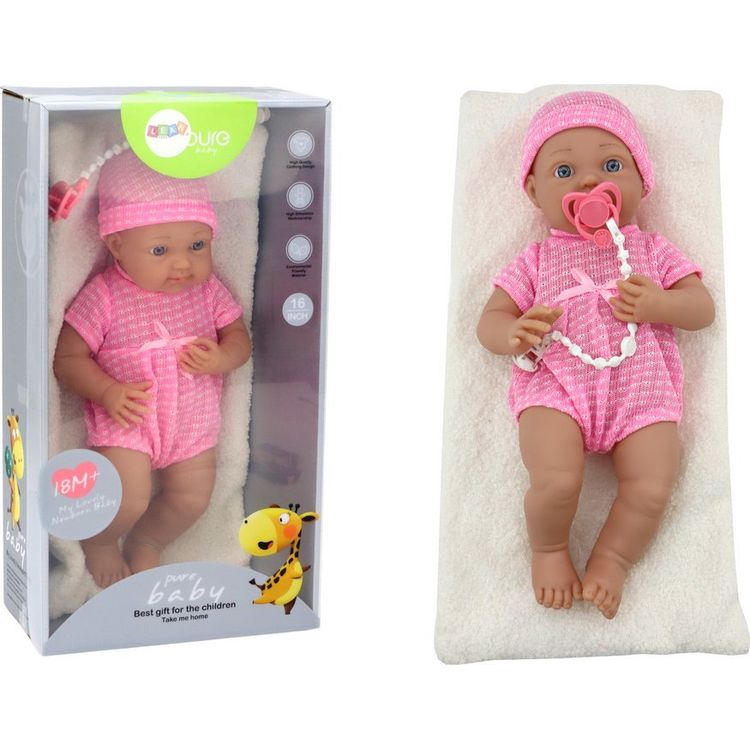 Tootefoto - LeanToys Beebi nukk roosade riietega, m tsiga lutt