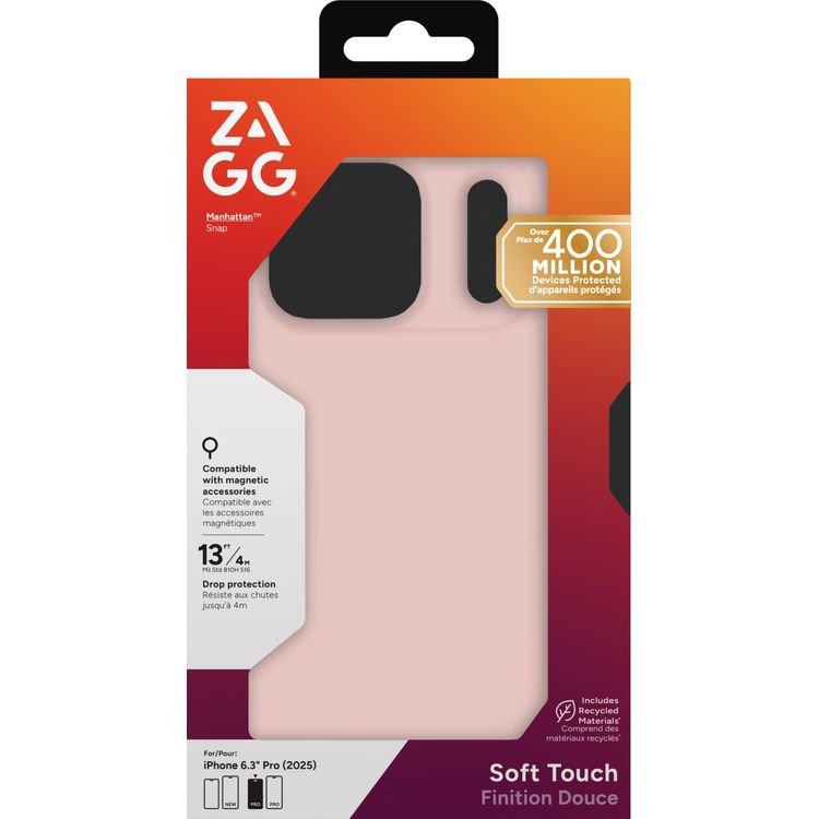 Tootefoto - Zagg Manhattan Snap - iPhone 17 Pro hildub Magsafe'iga (roosa p sepuna)