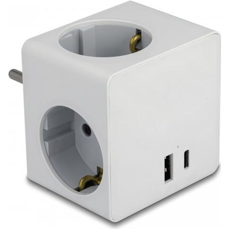 Tootefoto - Delock Steckdosenw rfel 3-fach und USB PD 3.0 Ladeger t 20 W wei (11501)