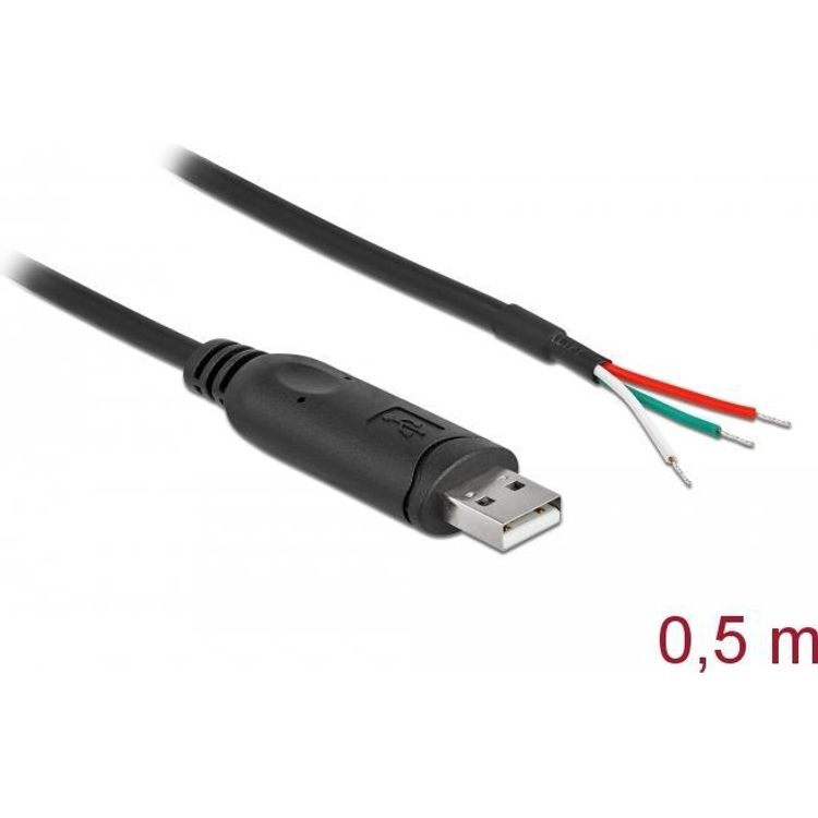 Tootefoto - DeLOCK 63497 j rjestikkaabel Must 0,5 m USB 2.0 RS-232