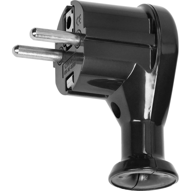 Tootefoto - Orno Angle pistik 2P+Z, Uni-Schuko, must, 24 tk.