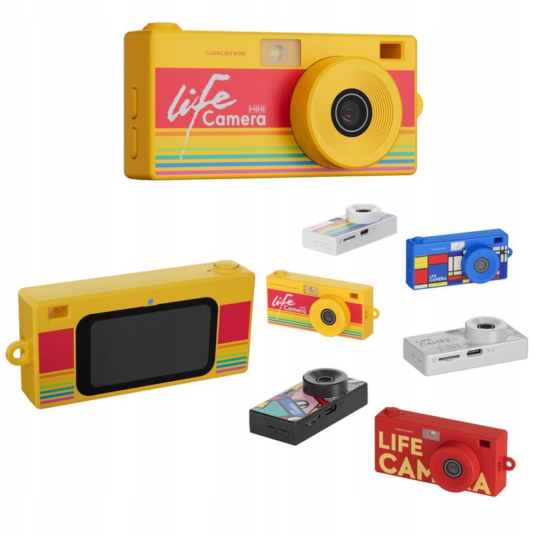 Tootefoto - Digitaalkaamera Xrec Minikaamera Kaamera Retro Video 2K Rippv tmehoidja + 32GB kaart / Xrec X9 / Kollane