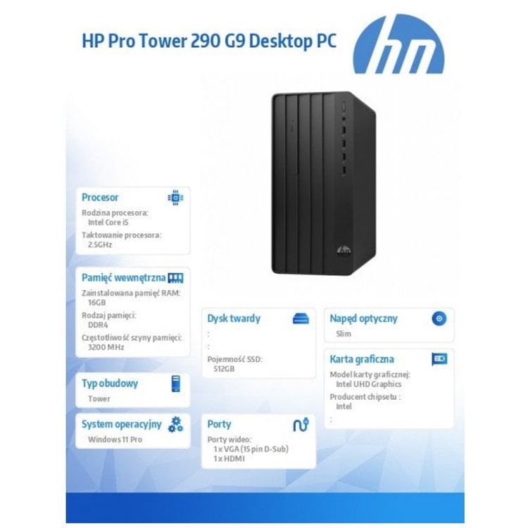Tootefoto - HP Inc. Computer 290 torn G9 I5-14400 512GB/16GB/W11P B6ZD5ET