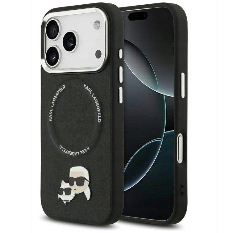Tootefoto - Karl Lagerfeld Karl & Choupette Pins MagSafe Case for iPhone 17 Pro Black