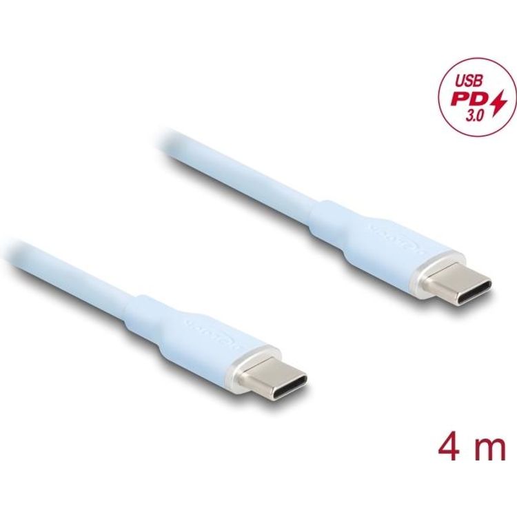 Tootefoto - Delock - USB-Kabel - 24 pin USB-C (M) zu 24 pin USB-C (M) - USB 2,0 3 A - 4,0m - USB Power Delivery (60W), unterst tzt Power Delivery 3,0 - Blau (81236)