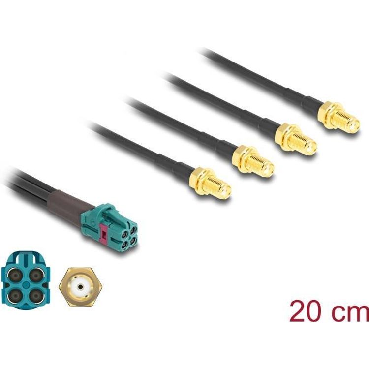 Tootefoto - Delock Kabel Mini FAKRA Z Buchse quad zu 4 x SMA Buchse A-Typ (90127)