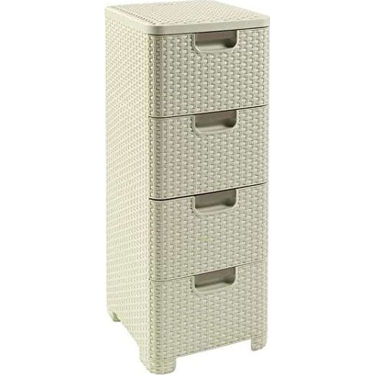 Tootefoto - Curver Bookcase with 4 drawers Curver Style cream - 46823
