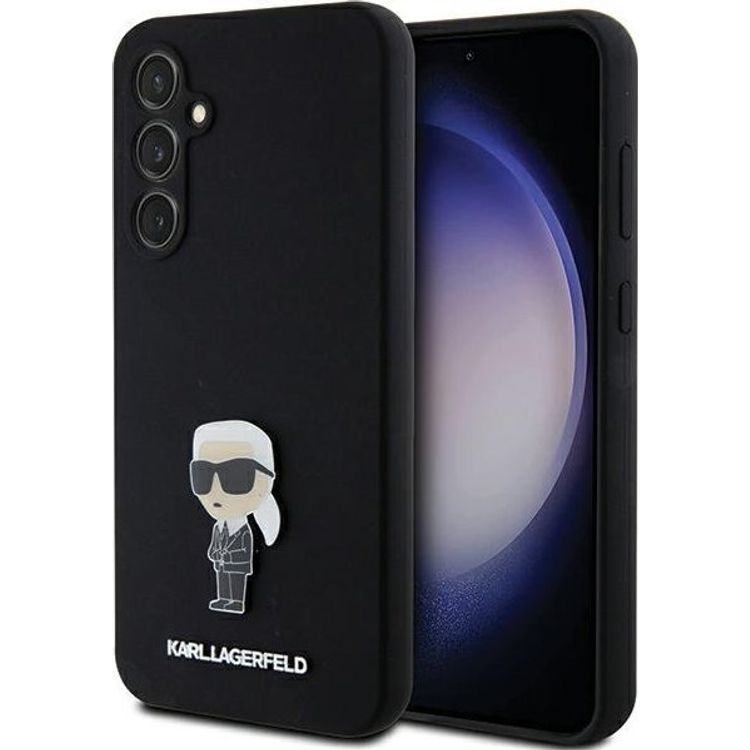 Tootefoto - Karl Lagerfeld Karl Lagerfeldi mbris KLHCS23FEMHKNPK Samsung Galaxy S23 FE Silikoon Ikonik Metal Pin must/must