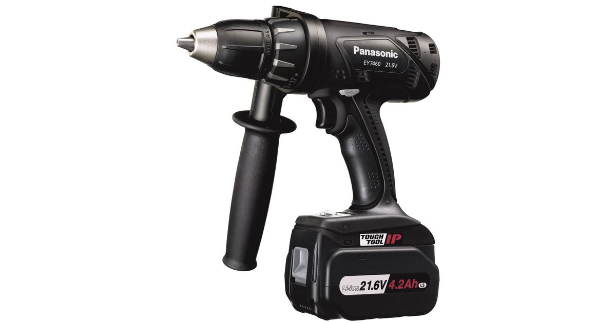 Panasonic cordless drill driver 21.6V with handle 2x4.0Ah and charger