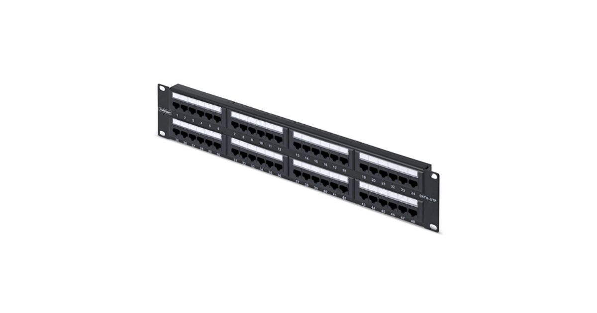StarTech.com 48-Port 2U Rackmount Cat6 Patch Panel RJ45 UTP 110 Punch ...