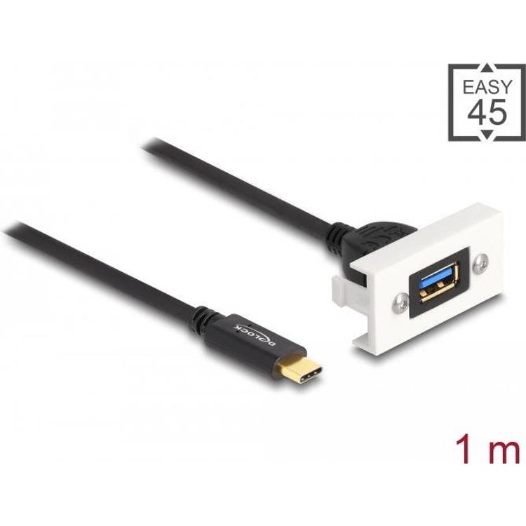 Tootefoto - DeLOCK Easy 45 USB-kaabel 1 m USB 3.2 Gen 2 (3.1 Gen 2) USB C USB A Must, Valge