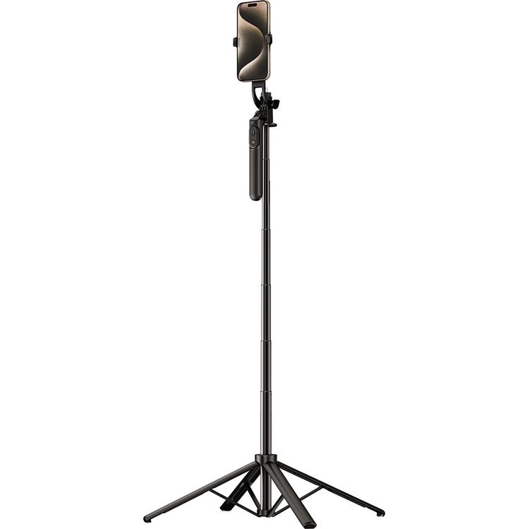 Tootefoto - Selfikepp Hurtel Selfikepp WH181-Y1S Teleskoopstatiiv 1,75 m alumiiniumsulamist telefonihoidikuga must