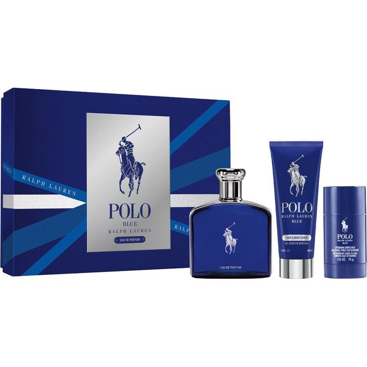 Tootefoto - Komplekt Ralph Lauren: Polo Blue, Eau De Parfum, Meestele, 125 ml + Polo Blue, Du igeel, Nahk, K ik nahat bid, 75 ml + Polo Blue, Higistamisvastane, Deodorant Pulk, Meestele, 75 g