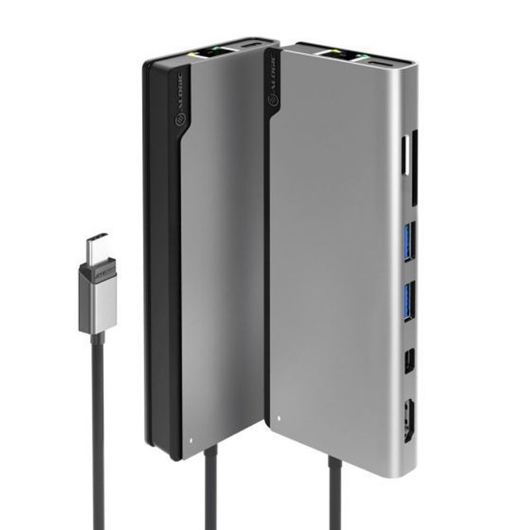 Tootefoto - ALOGIC ULDPLSV2-SGR s learvuti dokk ja pordireplikaator Juhtmega hendatud USB 3.2 Gen 1 (3.1 Gen 1) Type-C Must, Hall