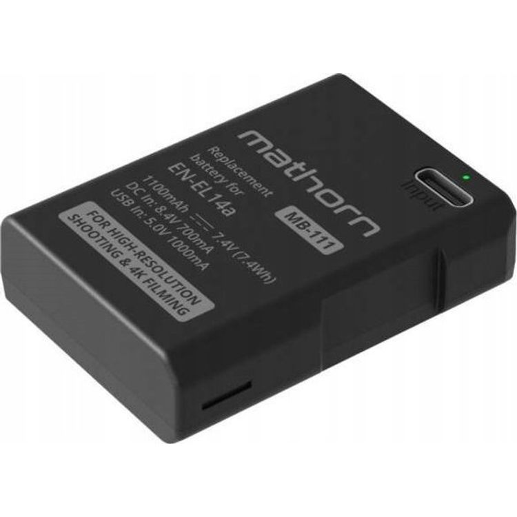 Tootefoto - ExtraLink aku Mathorn MB-111 aku 1100mAh USB-C asendus EN-EL14a