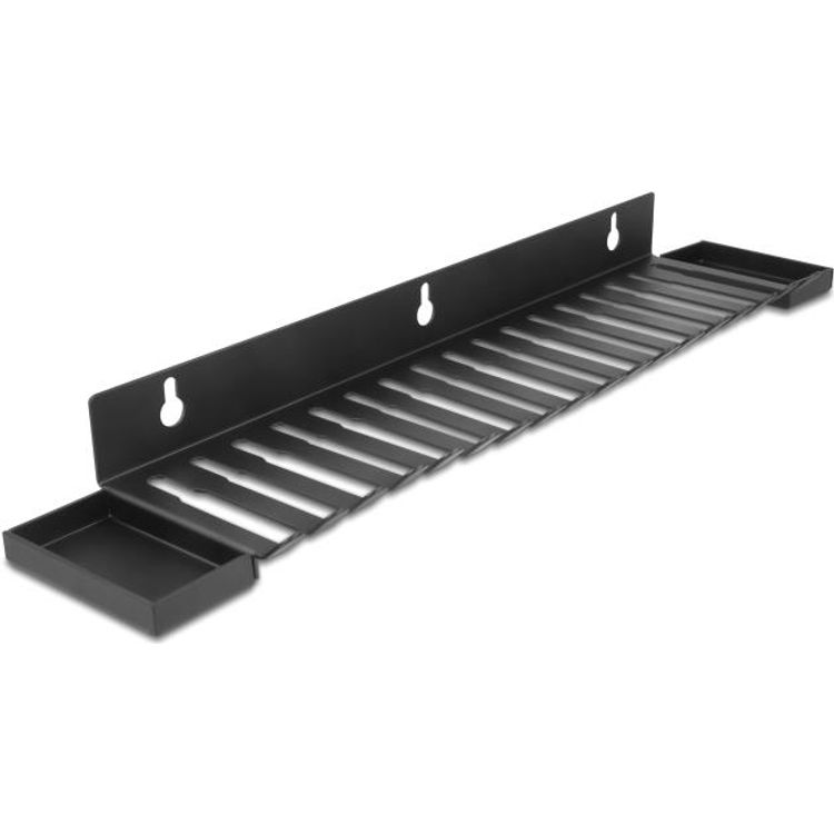 Tootefoto - Delock Kabelhalterung 401 x 71 mm zur Wandmontage mit zwei Ablagef chern schwarz (67180)