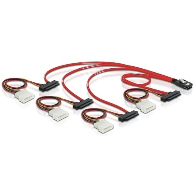Tootefoto - DeLOCK Cable mini SAS 36pin to 4x SAS 29pin SCSI-kaabel Punane 0,5 m