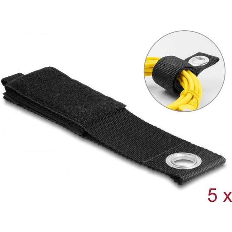 Tootefoto - DeLOCK 19567 konksuga ja aasaga kinnitus Pol ester Must 5 tk