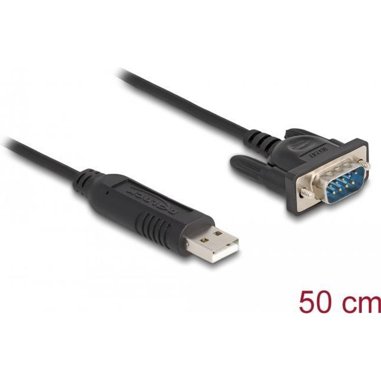 Tootefoto - DeLOCK USB 2.0 zu Seriell RS-232 Adapter mit kompaktem seriellen Steckergeh use 50 cm FTDI (66461)