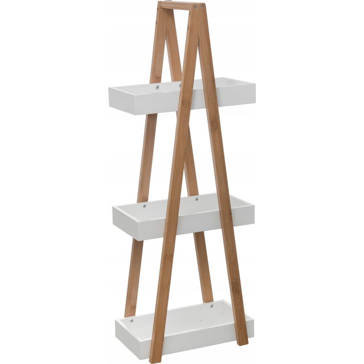 Tootefoto - 55 vannitoariiul, 3 taset, bambusest, vannitoa riidepuu, valge