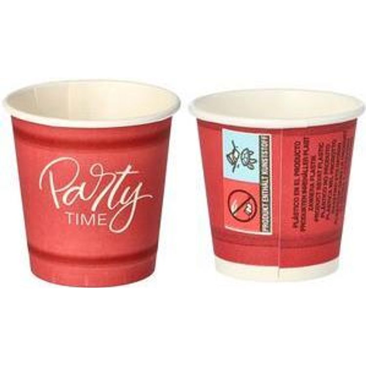 Tootefoto - PAPSTAR Papp-Trinkbecher "pure" Party Time, 5 cl, rot aus Pappe mit PLA-Beschichtung, industriell kompostierbar - 1 St ck (88364)