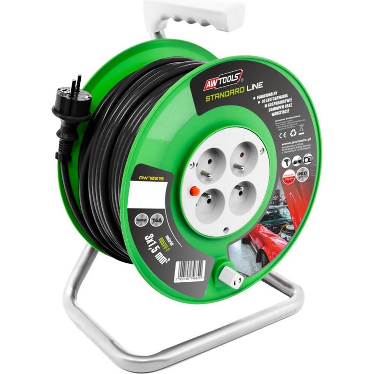 Tootefoto - AWTOOLS Reel Extension Standard 3 x 1.5mm 16A Black 50m (AW70219)