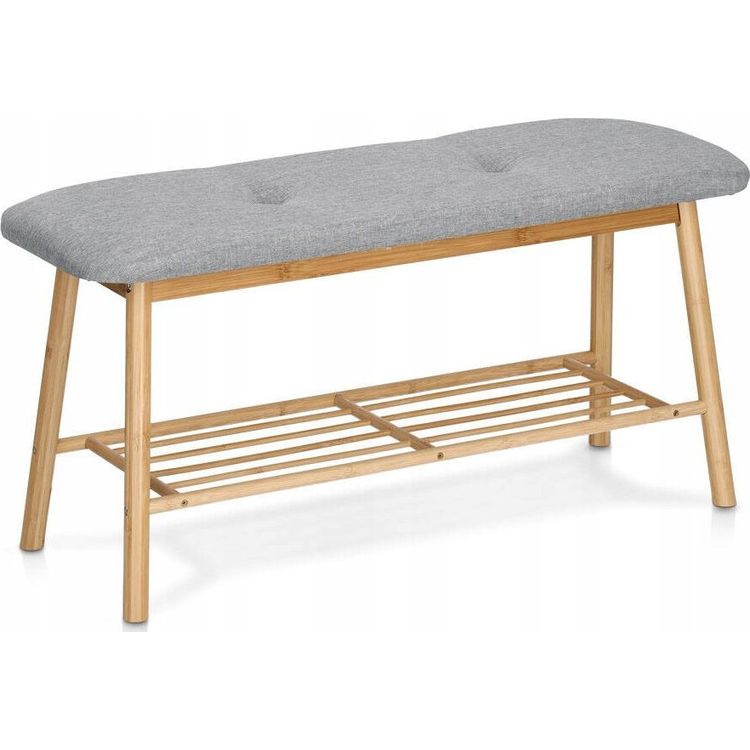 Tootefoto - Zeller Polsterdatud pink kingariiuliga, bambus + linane