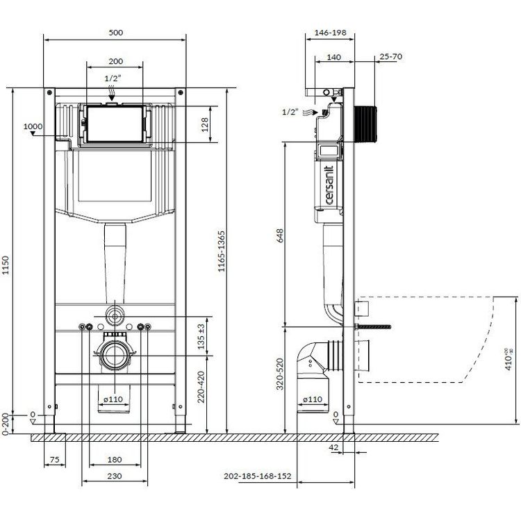 Tootefoto - Hanging toilet set concealed Cersanit S701-759, 20x50 cm