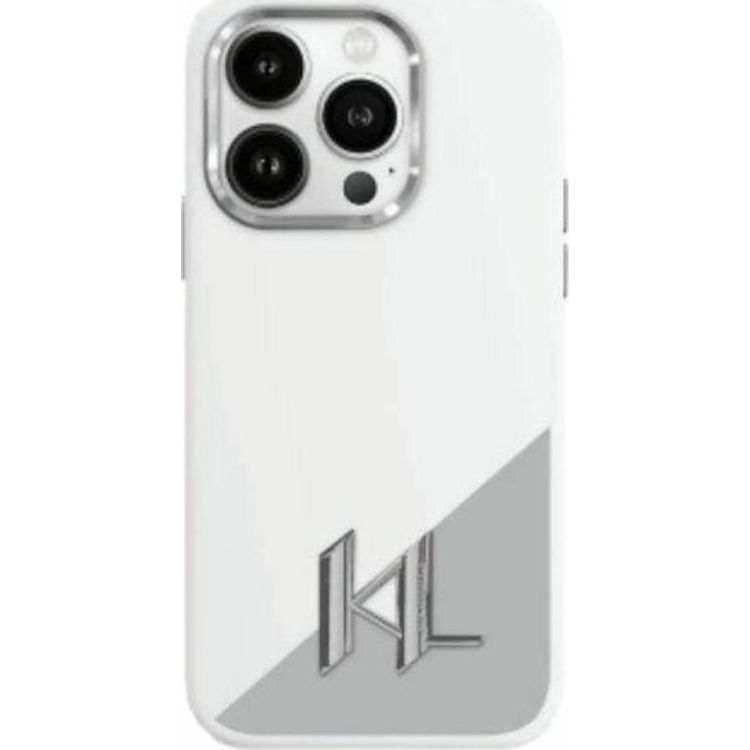 Tootefoto - Karl Lagerfeld Karl Lagerfeld KLHMP16SSCMKMPCH iPhone 16 6,1" valge/valge k va mbris Silikoonist esialgne metallist logo MagSafe