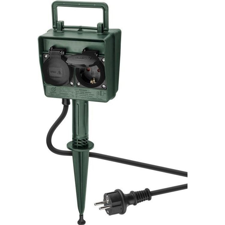 Tootefoto - Goobay 55943 pikendusjuhe 2 m 2 vahelduvvoolu kontakt Hoonev line Must, Roheline